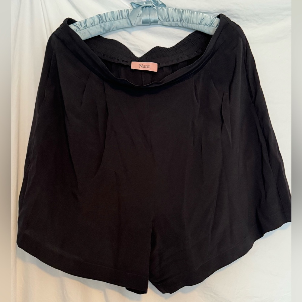 Numi Black Silk Shorts with Pockets, Size XL